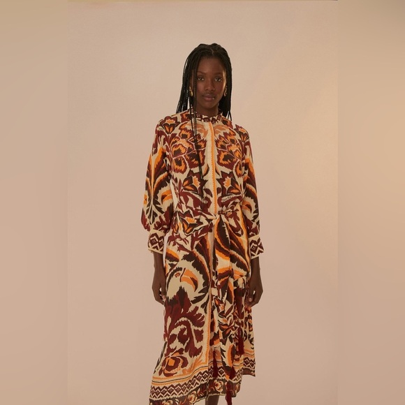 FARM RIO Cream Toucans Scarf Maxi Dress S - Picture 2 of 8